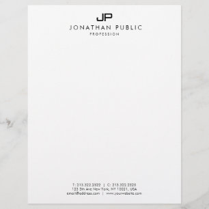 En-tête De Lettre Noir Blanc Monogramme Simple Modèle Élégant