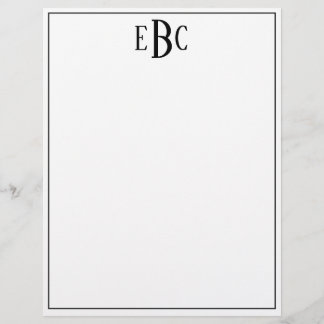 En-tête De Lettre Noir et blanc classique de lettre de monogramme