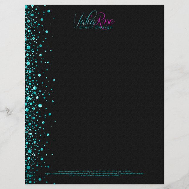 En-tête De Lettre Noir Et Métallurgique Turquoise Random Circle Desi (Devant)