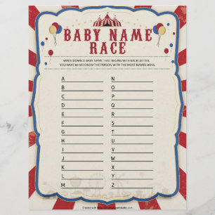 En-tête De Lettre Nom du bébé Course [Thème du cirque]