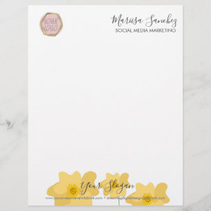 En-tête De Lettre Nom du fleur sauvage Votre en-tête Logo