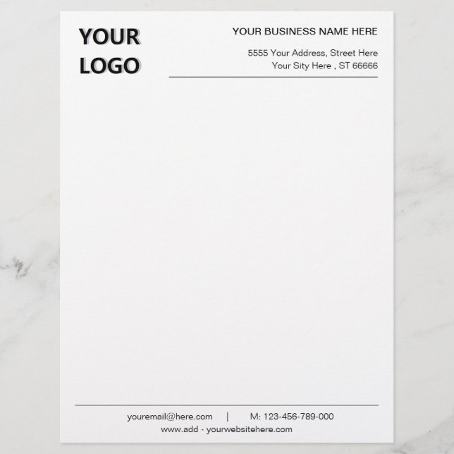 En-tête De Lettre Nom du logo personnalisé Adresse Info en-tête (Devant)
