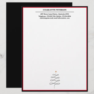 En-tête De Lettre Nom personnalisé de l'arbre de Noël simple