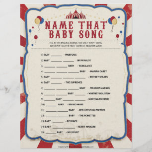 En-tête De Lettre Nom Que Chanson De Bébé [Thème De Cirque]