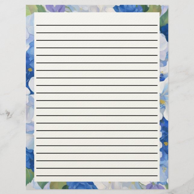 En-tête De Lettre Nuances de fleurs bleues (Devant)