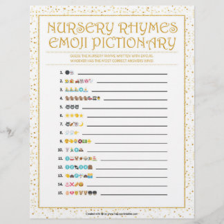 En-tête De Lettre Nursery Rhymes Emoji Pictionary [Golden Sparkles]