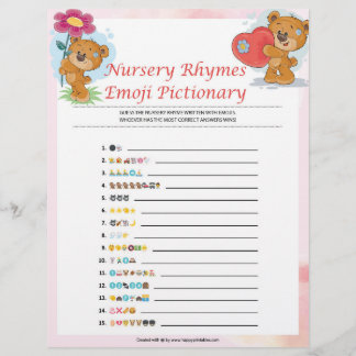 En-tête De Lettre Nursery Rhymes Emoji Pictionary [Nounours]