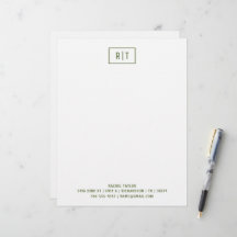 Olive foncé Vert Monogramme moderne Simple