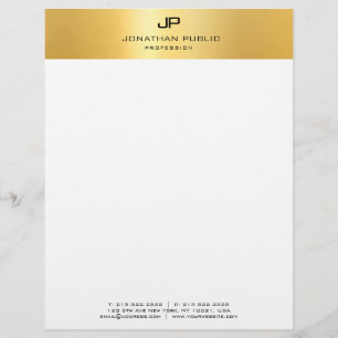 En-tête De Lettre Or Blanc Moderne Monogramme Simple Modèle