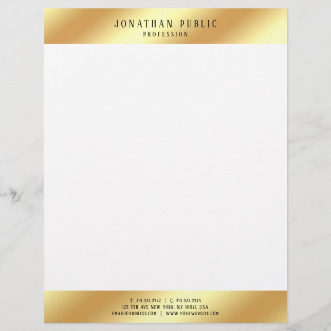 En-tête De Lettre Or Moderne Et Blanc Élégant Simple Modèle (Devant)