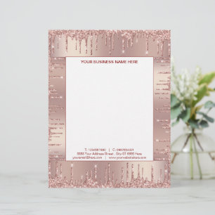 En-tête de lettre or rose Nom de texte personnalis