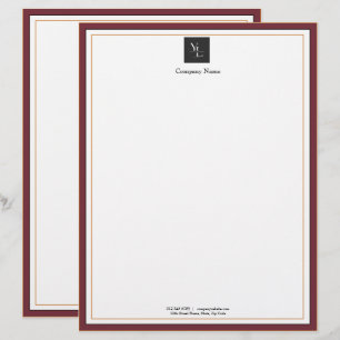 En-tête De Lettre Or rouge moderne avec logo