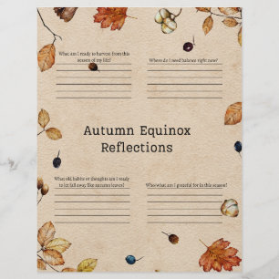 En-tête De Lettre Page Journal de réflexion de l'équinoxe d'automne