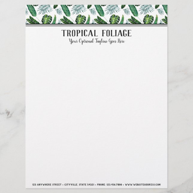 En-tête De Lettre Palmier de feuillage tropical Feuilles et verdure  (Devant)