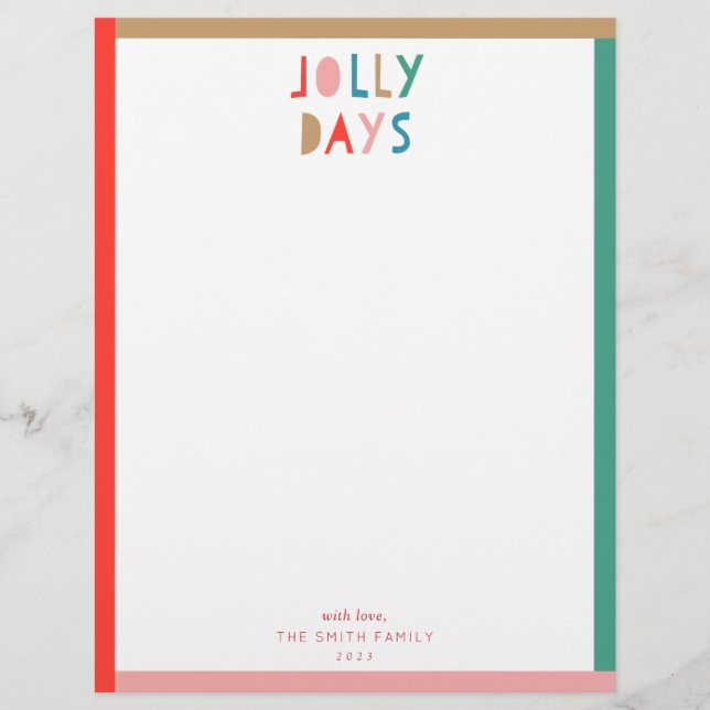 En-tête De Lettre Papeterie Jolly Days Holiday (Devant)