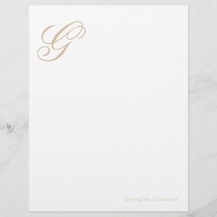 En-tête De Lettre Papier à Lettre Monogramme Beige Écriture Élégante