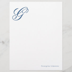 En-tête De Lettre Papier à Lettre Monogramme Écriture Élégante Bleu