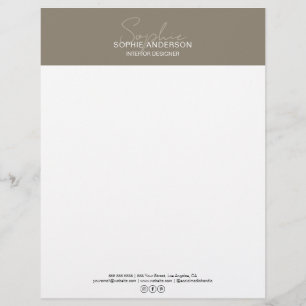 En-tête De Lettre Papier à Lettre Taupe Script Moderne Professionnel
