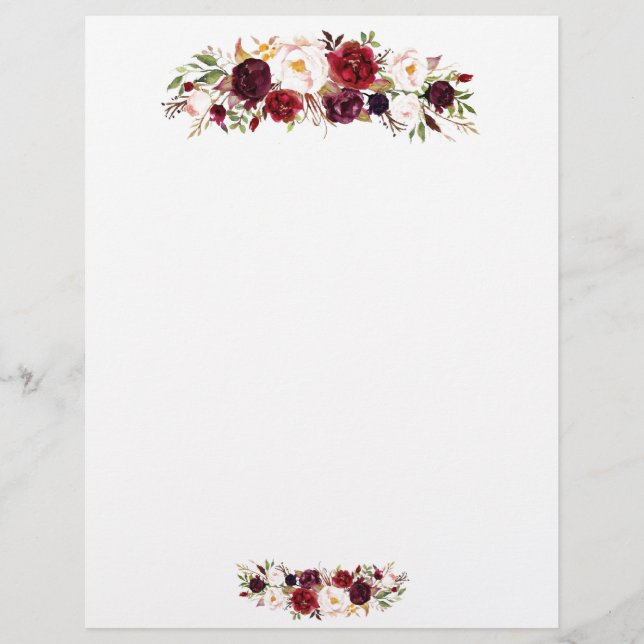 En-tête De Lettre Papier à lettres - Design floral (Devant)