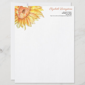 En-tête De Lettre Papier à lettres en Tournesol personnalisé