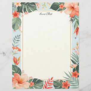 En-tête De Lettre Papier à lettres floral tropical