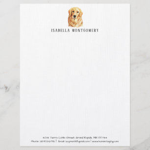 En-tête De Lettre Papier à lettres Golden Retriever aquarelle