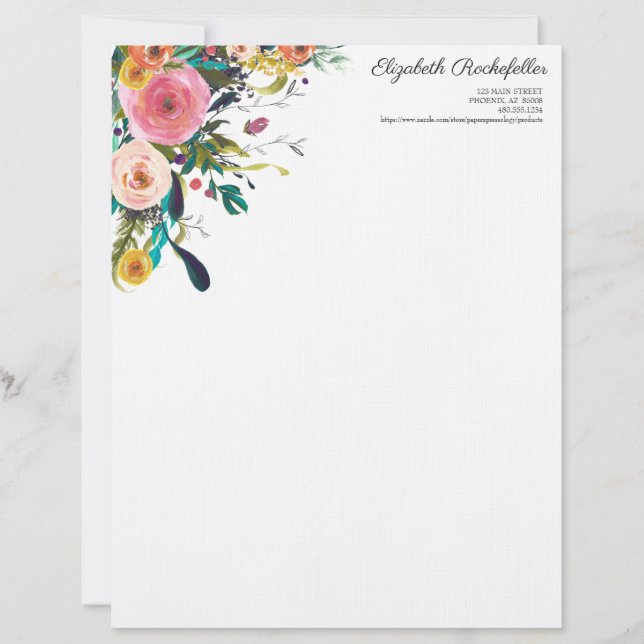 En-tête De Lettre Papier à lettres multifleurs en-tête personnalisé (Devant)