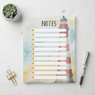 En-tête De Lettre Papier à notes aquarelle Phare Rouge Blanc