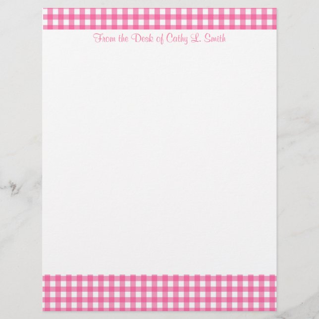 En-tête De Lettre Papier en-tête rose En vichy (Devant)