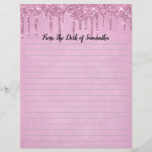 En-tête De Lettre Papier notes rose personnalisé avec strass qui gou