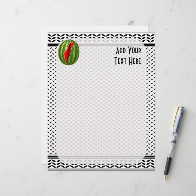 En-tête De Lettre Pastèque Palestine - Slice (Devant/Arrière en situation)