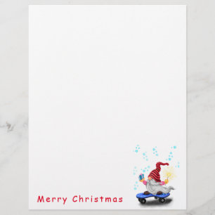 En-tête De Lettre Patinage Noël Gnome avec en-tête cadeau