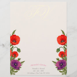 En-tête De Lettre Pavot à fleurs Monogramme Floral Business Lethead