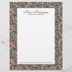 En-tête De Lettre Peinture de toucans et motif d'oiseau de verdure