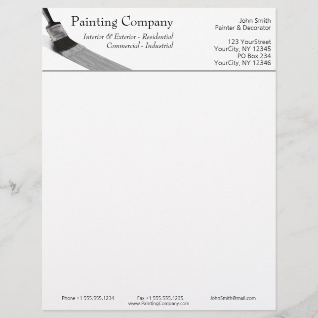 En-tête De Lettre Peinture Peintre Service Société Brush Grey (Devant)