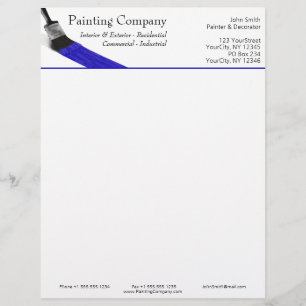En-tête De Lettre Peinture Peintre Service Société Pinceau Bleu
