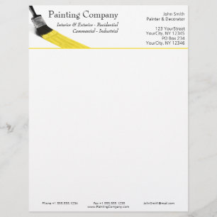 En-tête De Lettre Peinture Peintre Service Société Pinceau Jaune