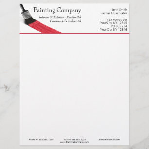 En-tête De Lettre Peinture Peintre Service Société Pinceau Rouge