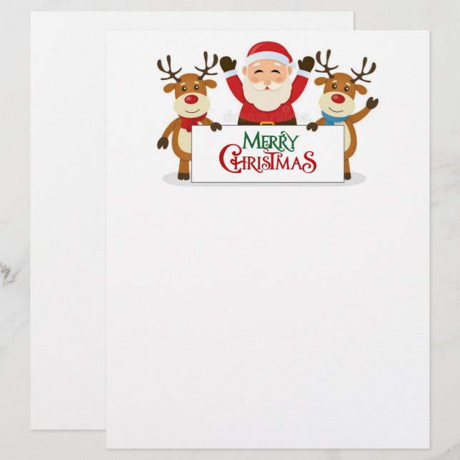 En-tête De Lettre Père Noël avec son en-tête de rennes (Devant / Derrière)