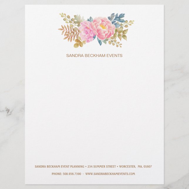 En-tête De Lettre Pérémonie florale d'aquarelle (Devant)