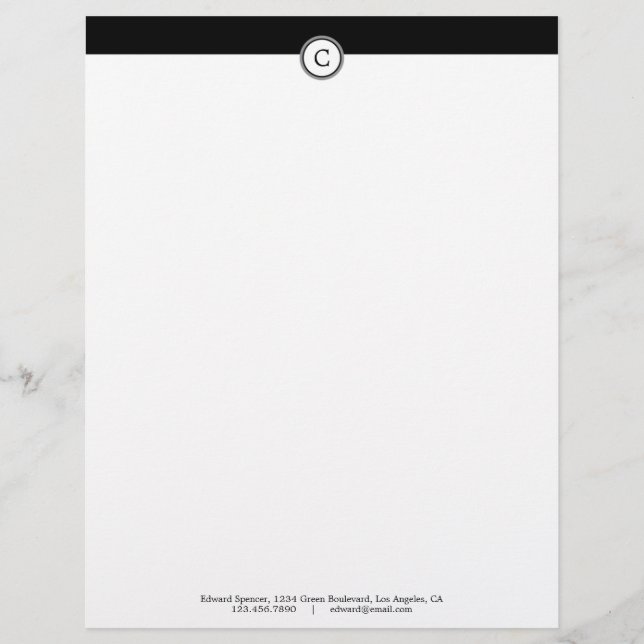 En-tête de lettre personnalisable de noir (Devant)