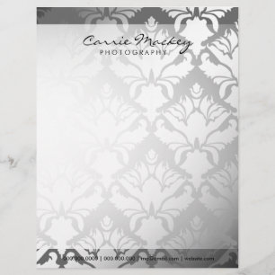 En-tête De Lettre Personnalisée 311-Damask argent du miroitement