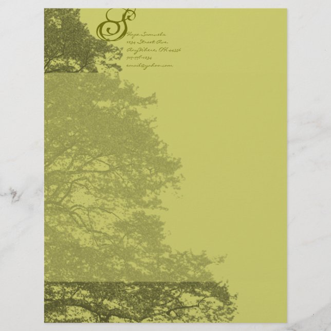 En-tête De Lettre Personnalisée Arbre à citron vert monogramme (Devant)