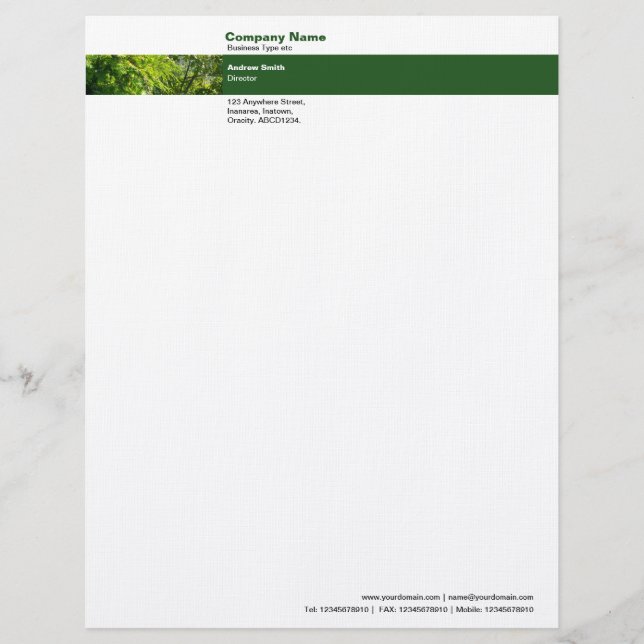 En-tête De Lettre Personnalisée Bande photo - Arbres (Devant)