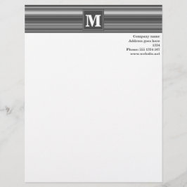 En-tête De Lettre Personnalisée Bandes gris monogramme