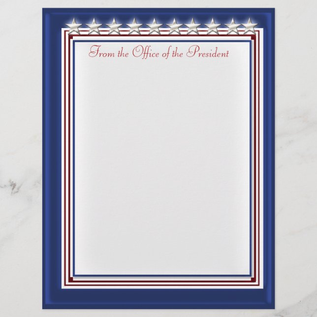 En-tête De Lettre Personnalisée Bannière étoilée (papier personnalisé d'album) (Devant)