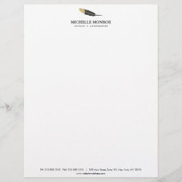 En-tête De Lettre Personnalisée Boho Gold tendance concepteur de plume blanche