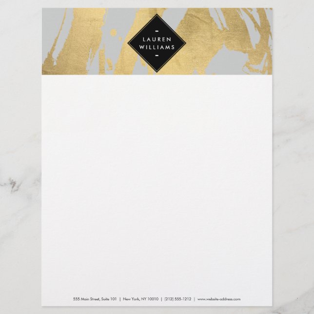 En-tête De Lettre Personnalisée Brochures Edgy Faux Gold sur Grey (Devant)