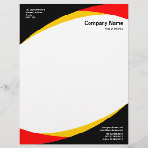 En-tête De Lettre Personnalisée Courbes v2 - Noires, ambrées et rouges
