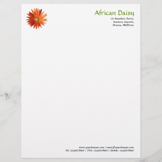 En-tête De Lettre Personnalisée Daisy africain (Devant)